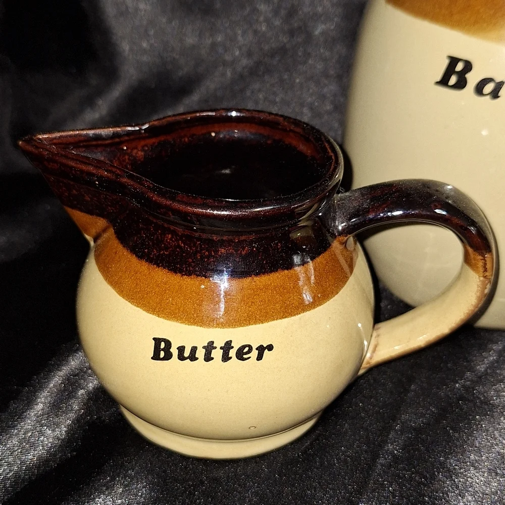 3 Pc. Vintage Glazed Ceramic Pottery~Pancake Pitcher Set~Retro Clayworks~MCM